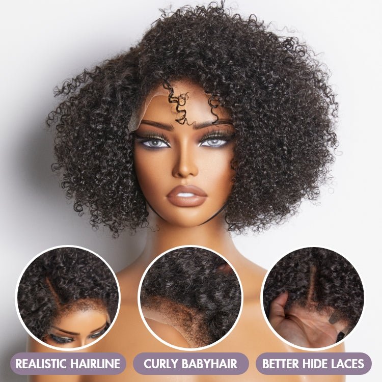 Natural Style Kinky Curly Wig 12 Inch with Baby Hair