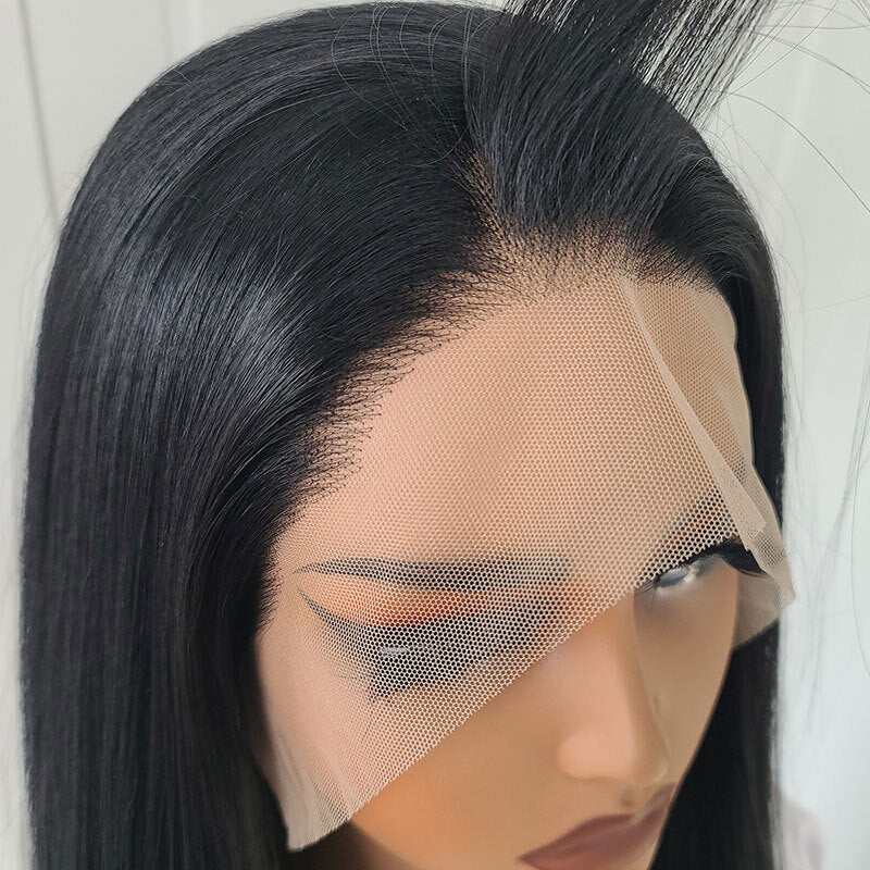 Lace front wig synthetic hair black long hair