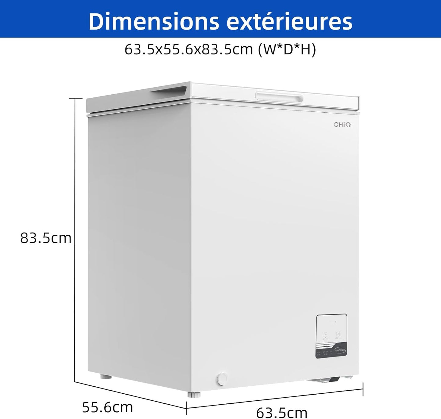 Congélateur vertical 99 L 54,5 x 47,6 x 83,5 cm Design compact Congélation 4 étoiles Contrôle constant de la température