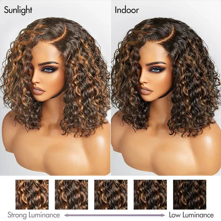 Natural Blonde Highlights Curly Lace Wig – Casual Wear