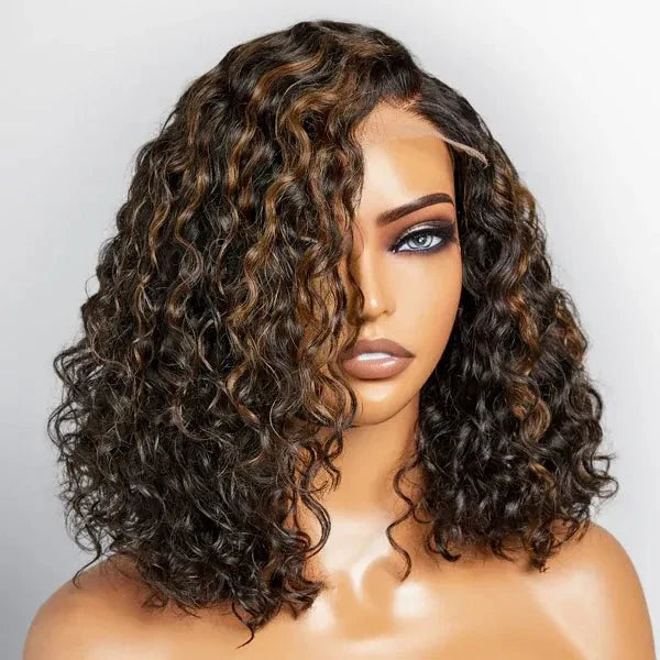 Natural Blonde Highlights Curly Lace Wig – Casual Wear