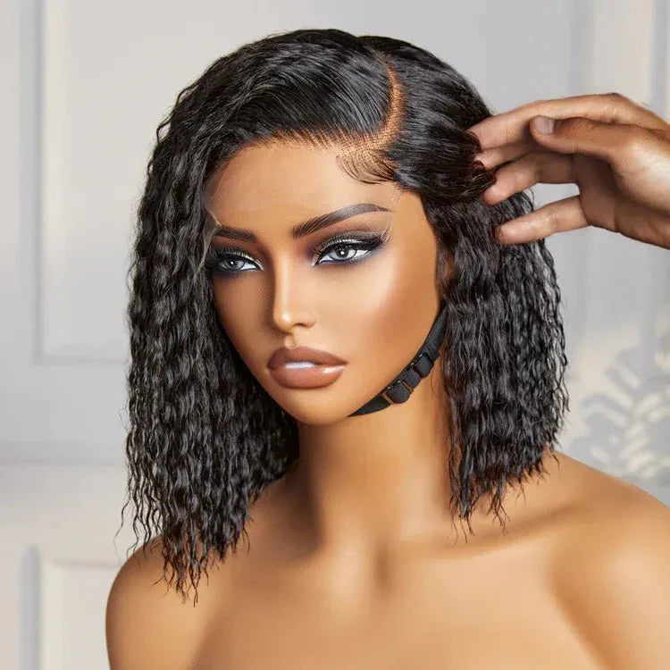 Natural Black Curly Bob Wig – Chic Look, 100% Human Hair