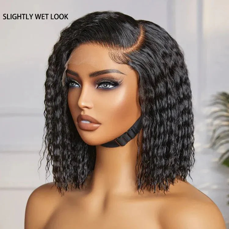 Natural Black Curly Bob Wig – Chic Look, 100% Human Hair