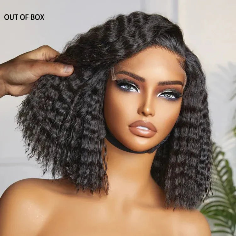 Natural Black Curly Bob Wig – Chic Look, 100% Human Hair