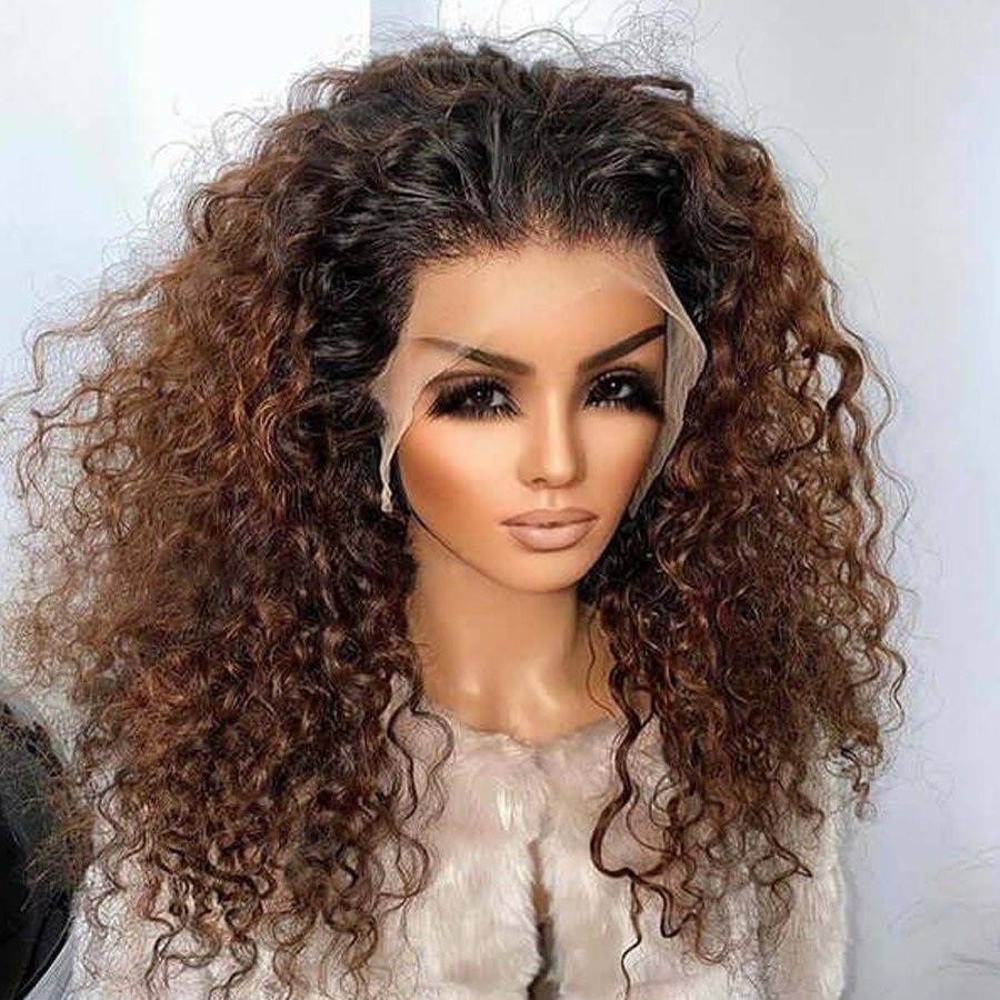 Chocolate Brown Curly Wig – Long Length, 100% Human Hair