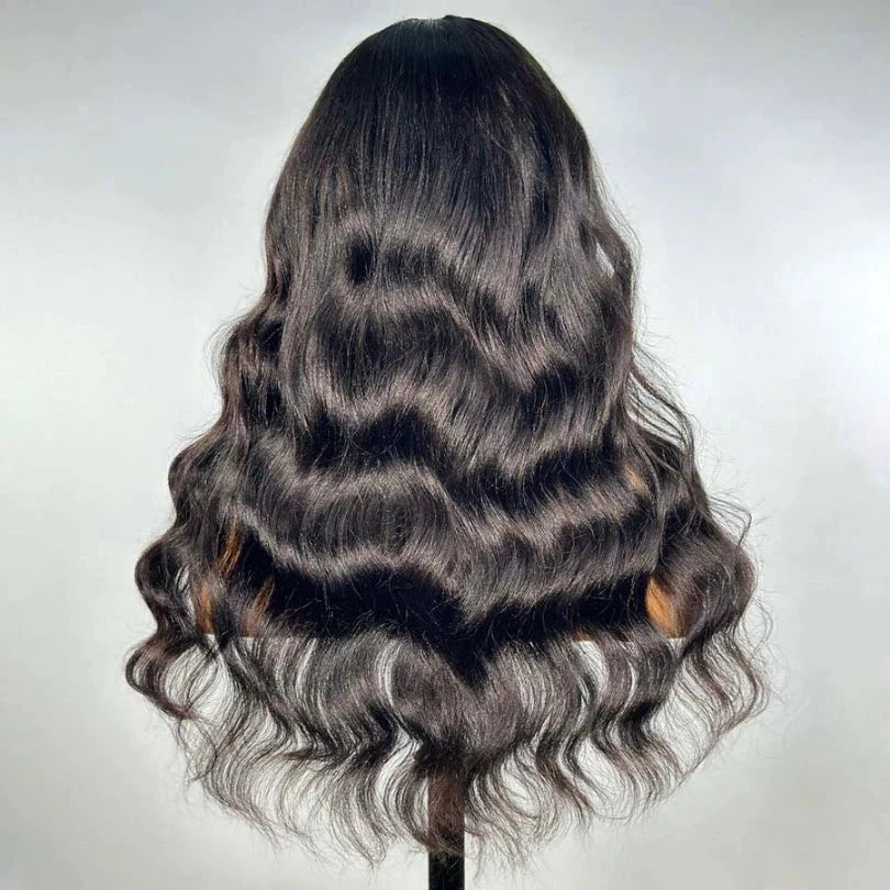 Natural Black Wavy Wig – Elegant C Part, Lightweight Design