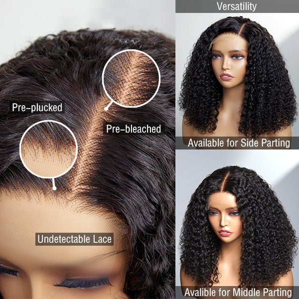 Natural Look Kinky Curly Wig 5x5 Human Hair Closure