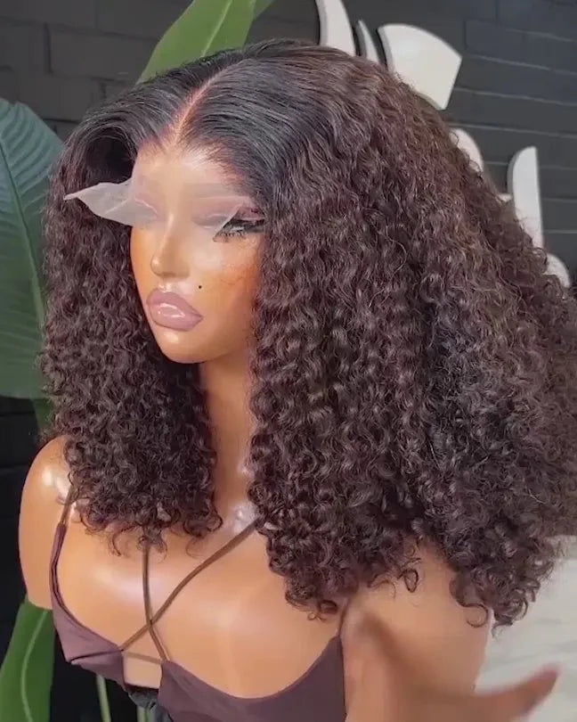Ombre Brown Lace Front Curly Wig – Girls' Mid-Part, Soft Texture