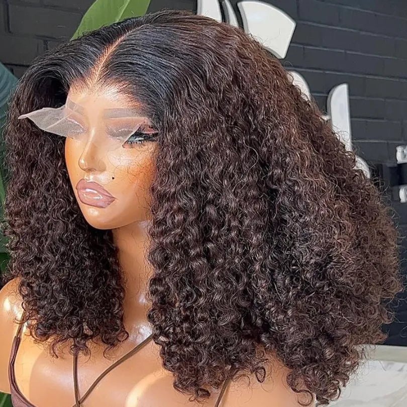 Ombre Brown Lace Front Curly Wig – Girls' Mid-Part, Soft Texture