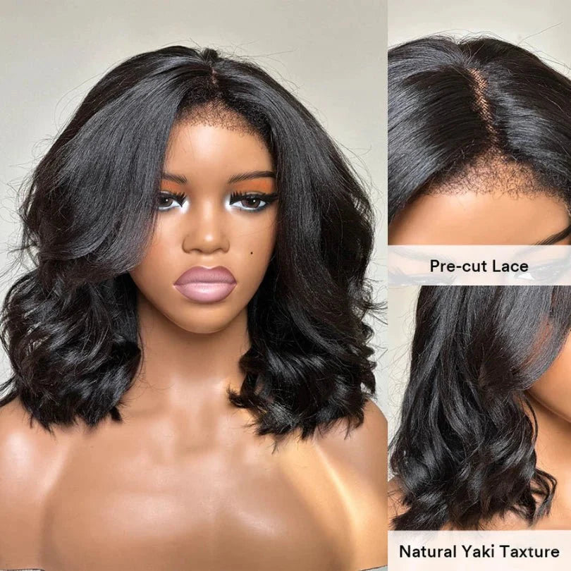 Natural Black Short Layered Wave Bob Wig – Soft & Stylish