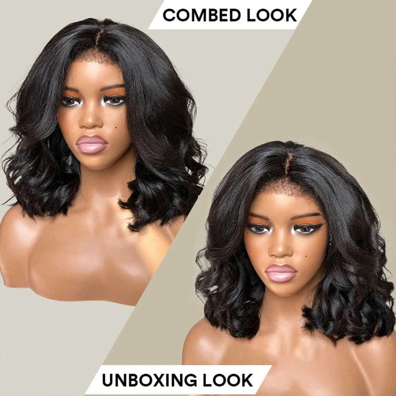 Natural Black Short Layered Wave Bob Wig – Soft & Stylish