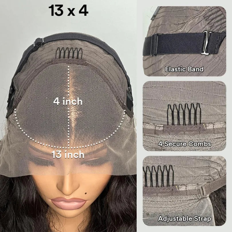 Side Part Layered Wave Wig Long Natural Black Human Hair