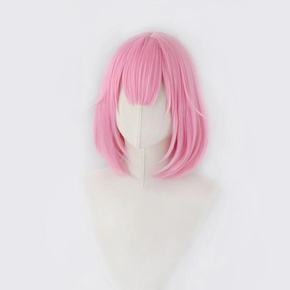 Pink short straight wig female bob synthetic wig