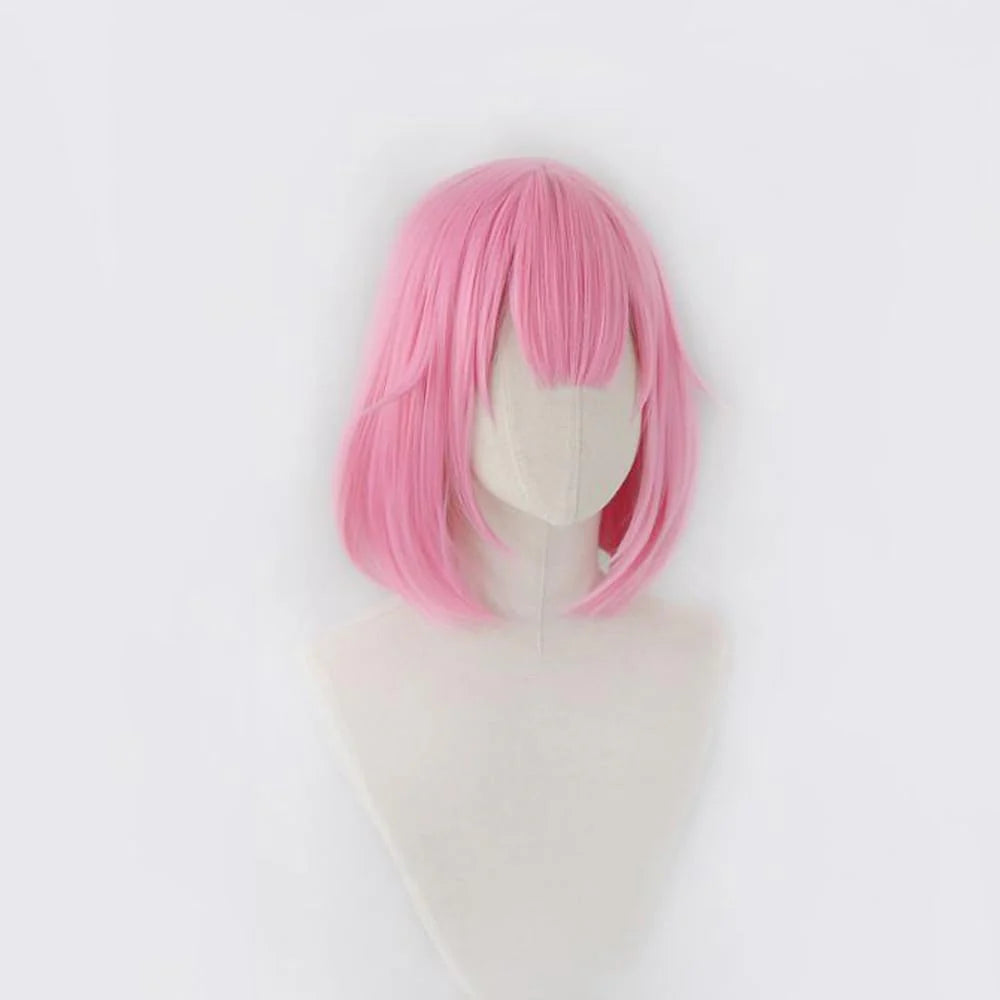 Pink short straight wig female bob synthetic wig