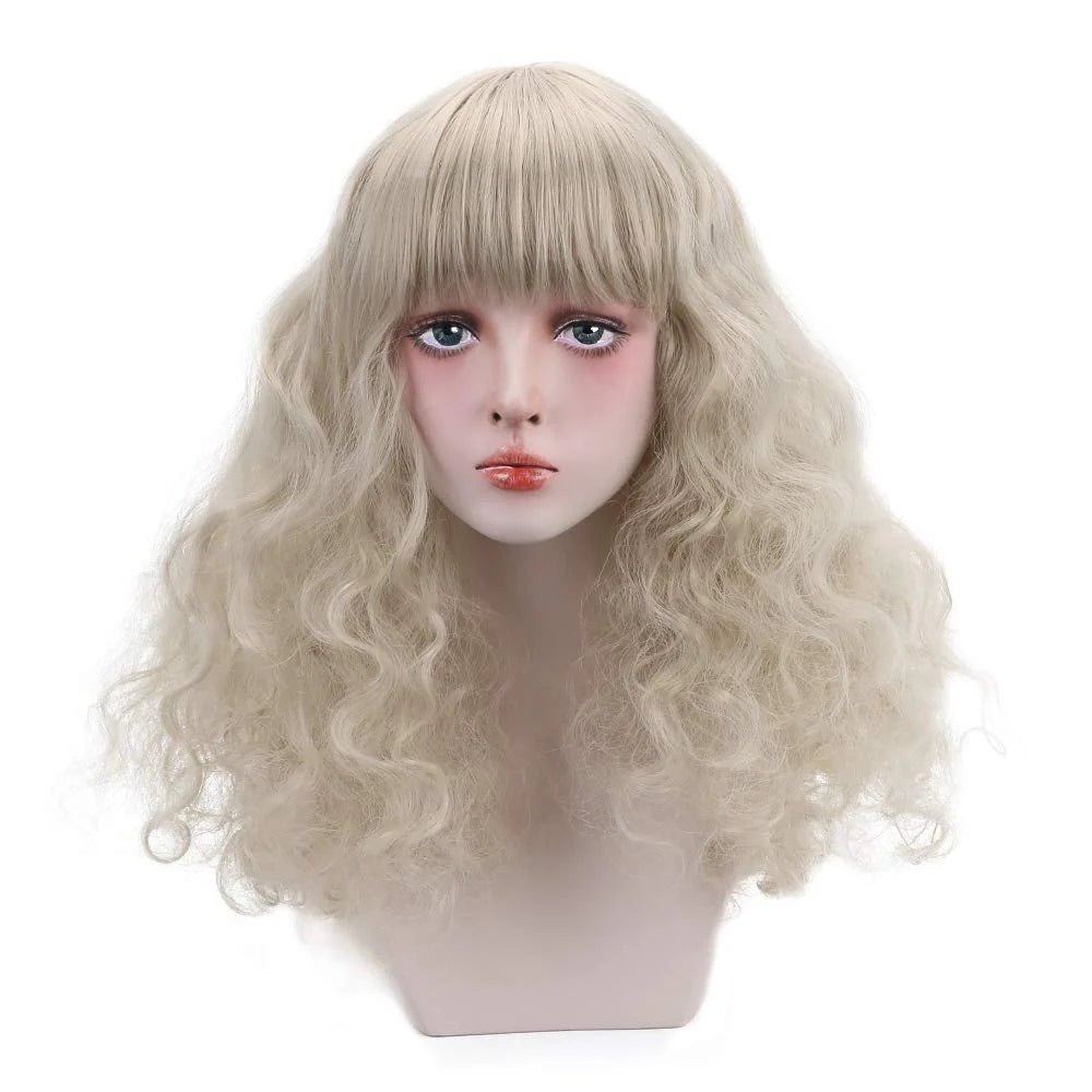 Long curly blonde wig female synthetic wig
