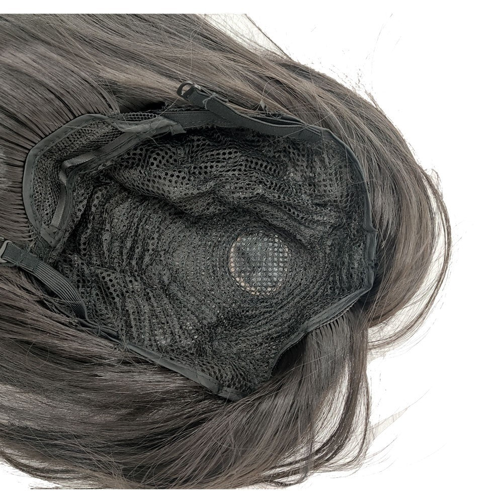 Black and long full hair wig side bangs 31 -inch long synthetic hair