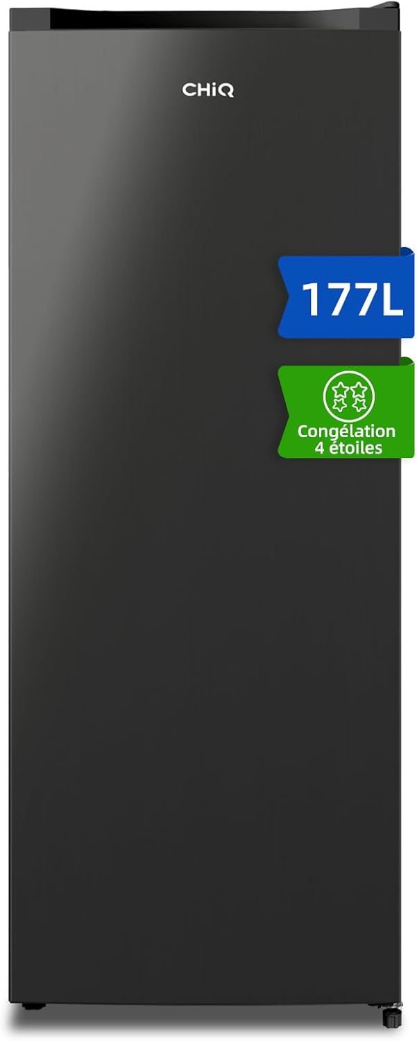 CHiQ Congélateur d'une capacité de 145 L, Congélation rapide, Thermostat réglable Silencieux Porte réversible, Noir, Classe énergétique E