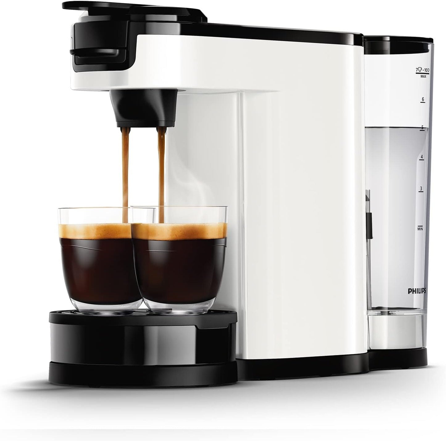 Philips Senseo Switch Machine à Café à Dosettes et Filtre - Technologie 2 en 1, Réservoir d'Eau de 1 L, 7 Tasses en une Seule Fois, Couleur Blanc Titane (HD6592/05)