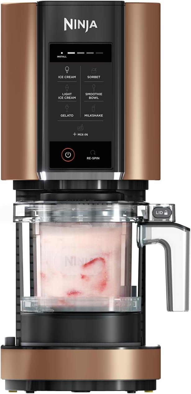 Sorbetière Ninja CREAMi 7 programmes pour glaces sorbets smoothies et milkshakes, noir/argent 1,4 L