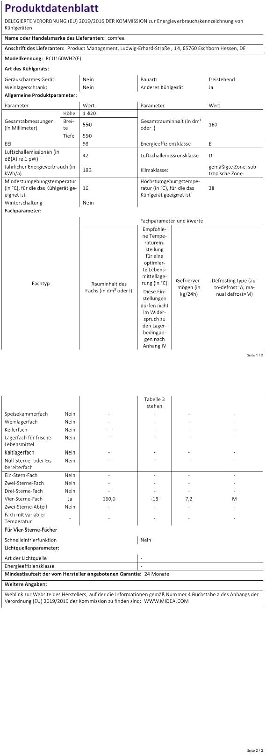 COMFEE' RCU40WH2(E) 31L Mini Congélateur, Porte Réversible, 4 Étoiles, Silencieux, pratique dans le Bureau, l'Hôtel et la Maison, Blanc
