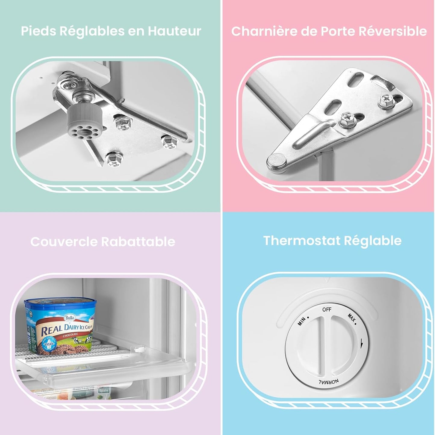 COMFEE' RCU40WH2(E) 31L Mini Congélateur, Porte Réversible, 4 Étoiles, Silencieux, pratique dans le Bureau, l'Hôtel et la Maison, Blanc