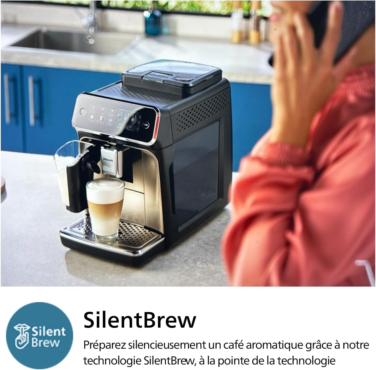 Philips Série 2200 Machine Expresso Automatique - 2 Boissons, Mousseur à Lait Classique, Écran Tactile, Broyeur Céramique, Aroma Seal, Noir Mat (EP2220/10)