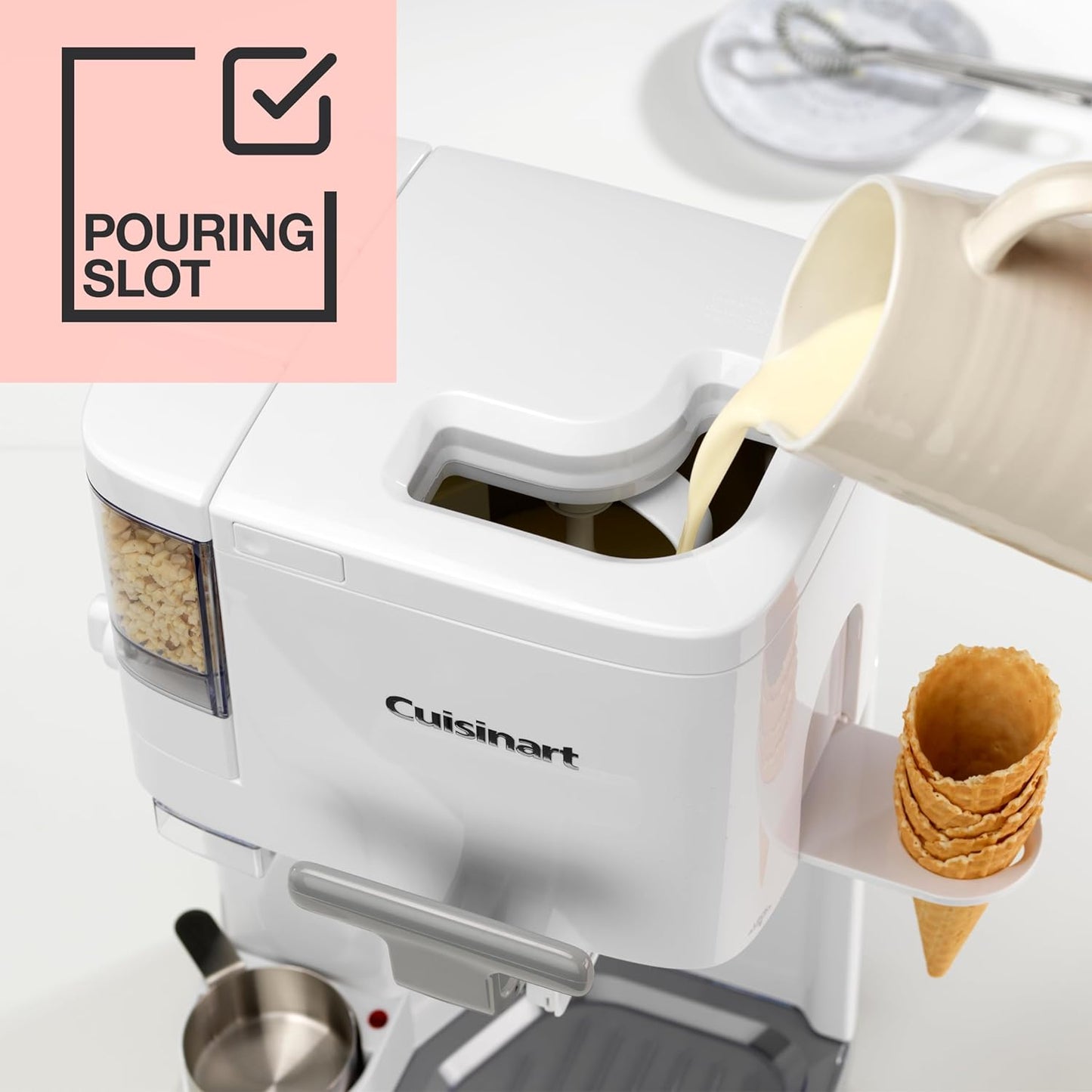Sorbetière Cuisinart | Sorbetière, yaourt glacé, gelato, sorbet, sans produits laitiers | Distributeur de remplissage | Facile à utiliser | 1,42 L pour 6 portions | Prêt en 20 minutes | ICE48U