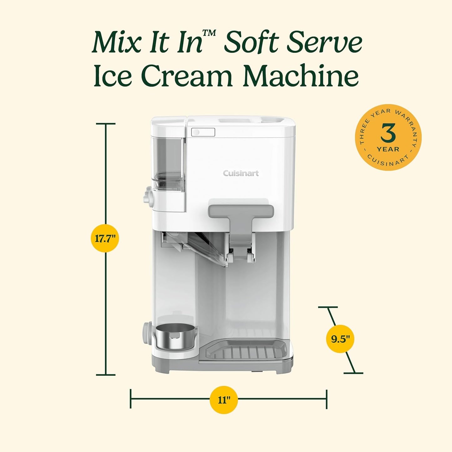 Sorbetière Cuisinart | Sorbetière, yaourt glacé, gelato, sorbet, sans produits laitiers | Distributeur de remplissage | Facile à utiliser | 1,42 L pour 6 portions | Prêt en 20 minutes | ICE48U