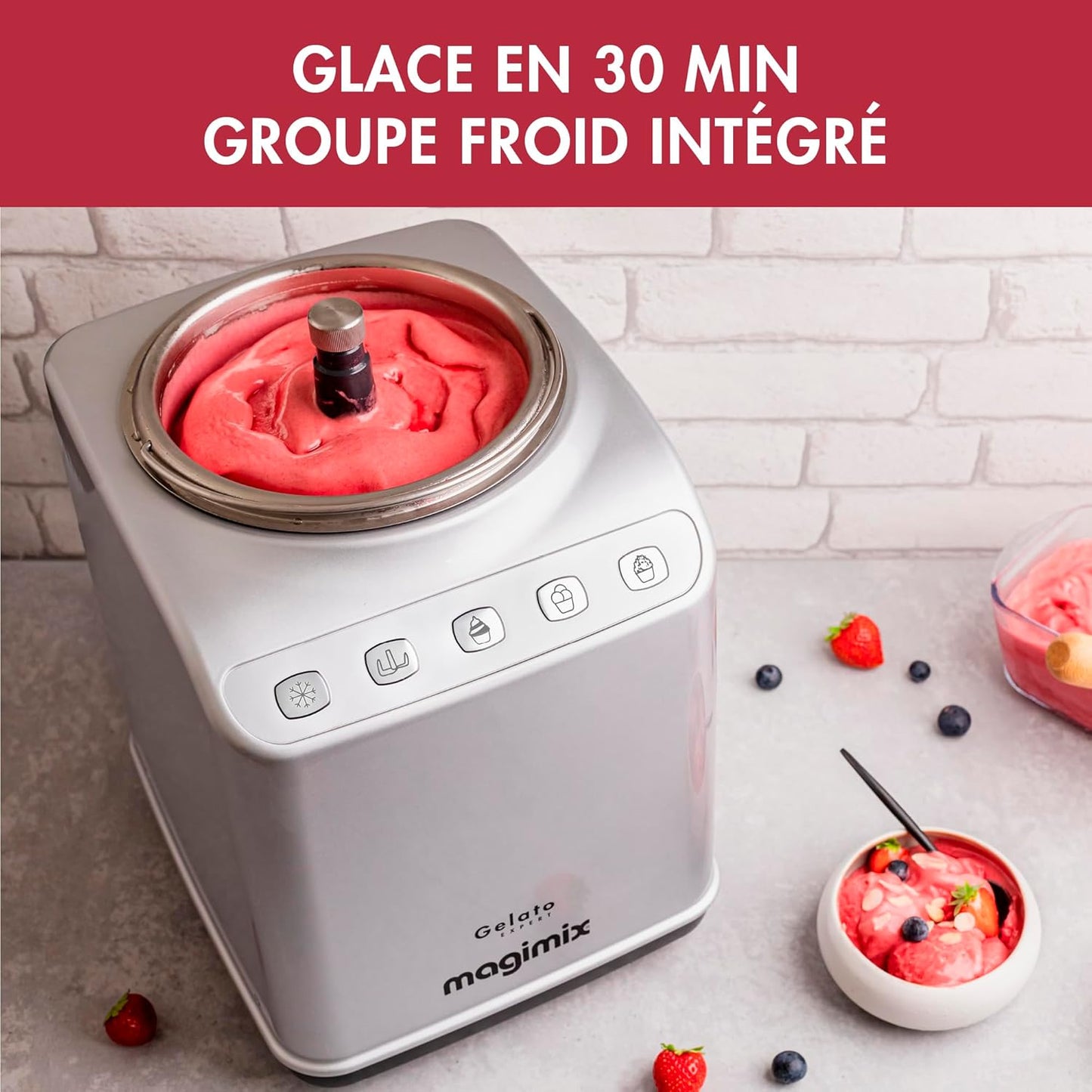 Sorbetière MAGIMIX 11680 Gelato Expert, Machine à glaçons professionnelle, Turbine à glace, Machine à glaçons italienne, Glace artisanale, Granit