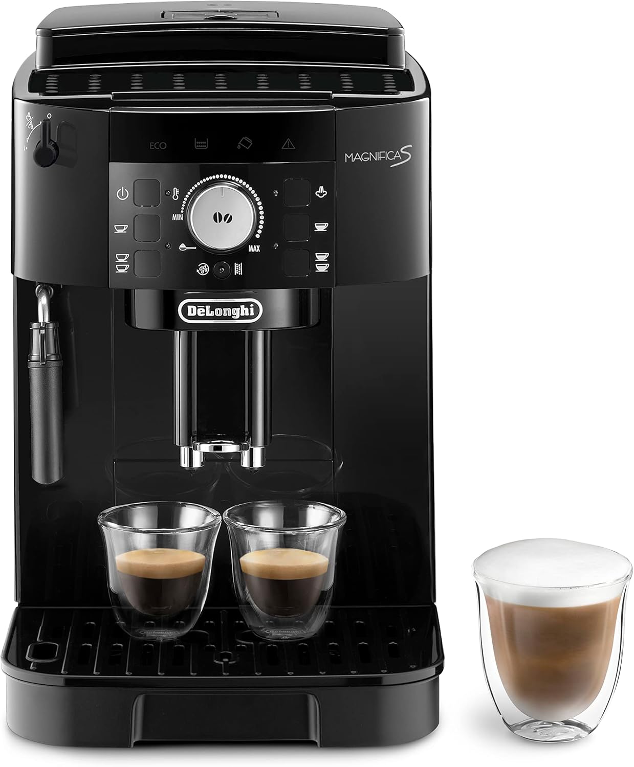 De'Longhi Magnifica S ECAM11.112.B  Machine à Café Automatique/ à Espresso du Grain à la Tasse Avec Buse à Lait, avec 4 Recettes à Touche Unique Panneau de Contrôle Soft-Touch 1450W