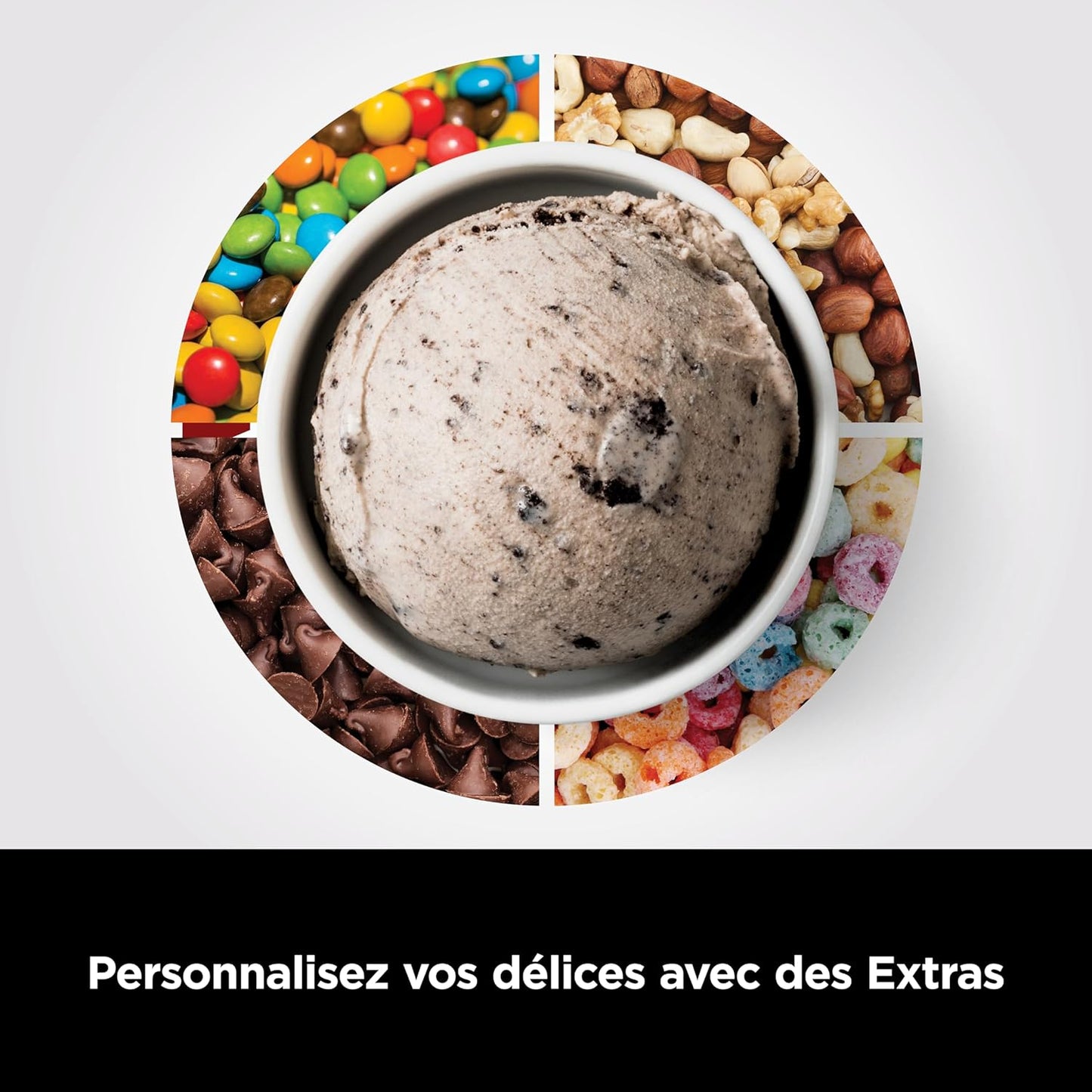 Sorbetière Ninja CREAMi 7 programmes pour glaces sorbets smoothies et milkshakes, noir/argent 1,4 L