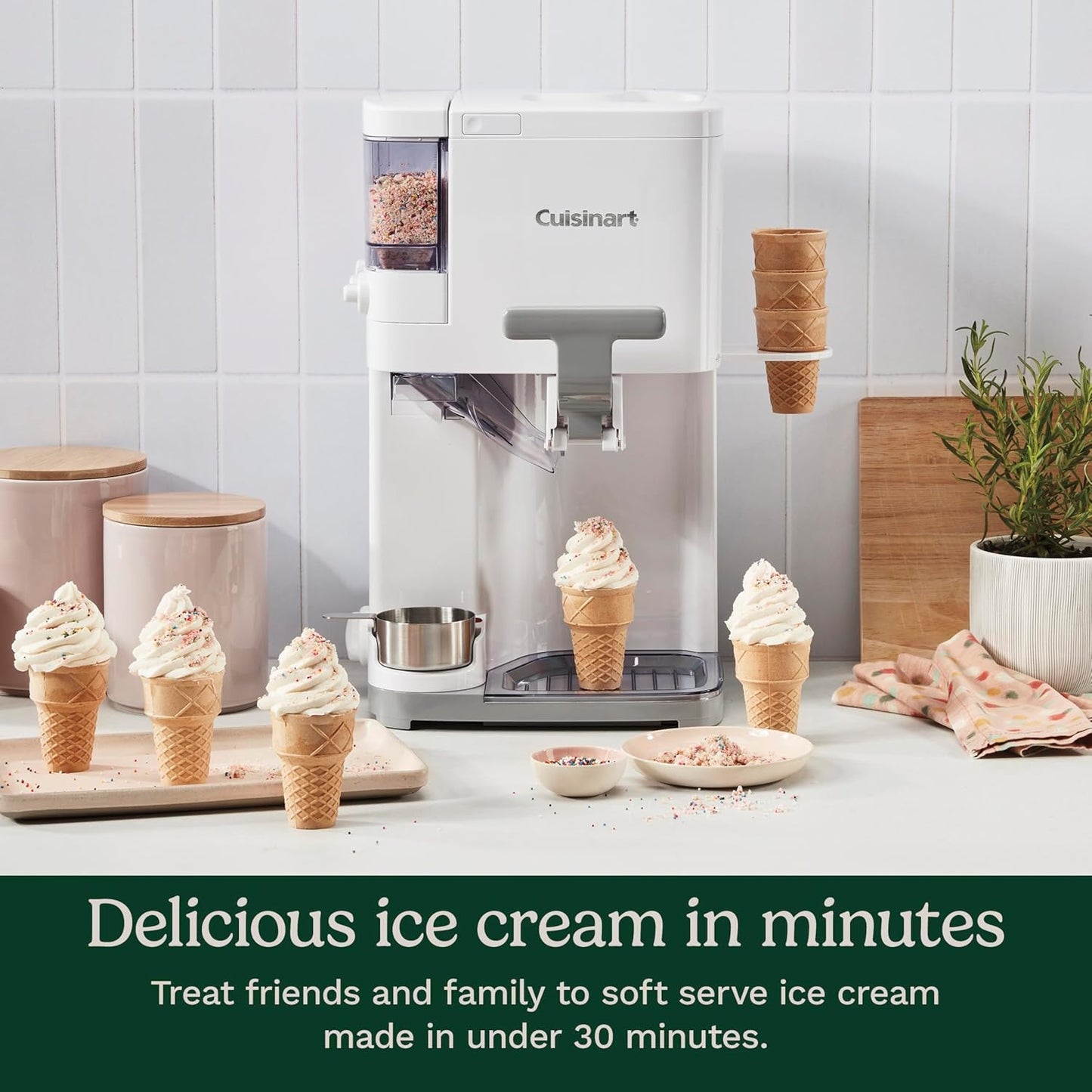 Sorbetière Cuisinart | Sorbetière, yaourt glacé, gelato, sorbet, sans produits laitiers | Distributeur de remplissage | Facile à utiliser | 1,42 L pour 6 portions | Prêt en 20 minutes | ICE48U