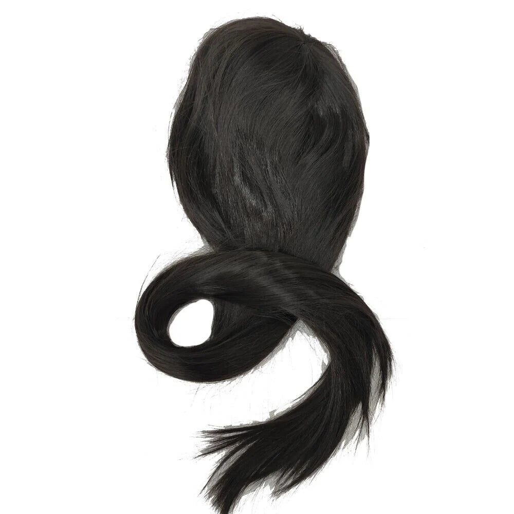 Black and long full hair wig side bangs 31 -inch long synthetic hair
