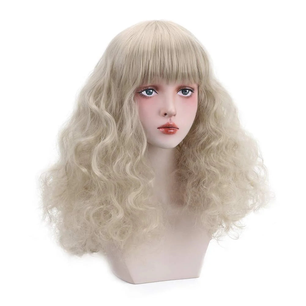 Long curly blonde wig female synthetic wig