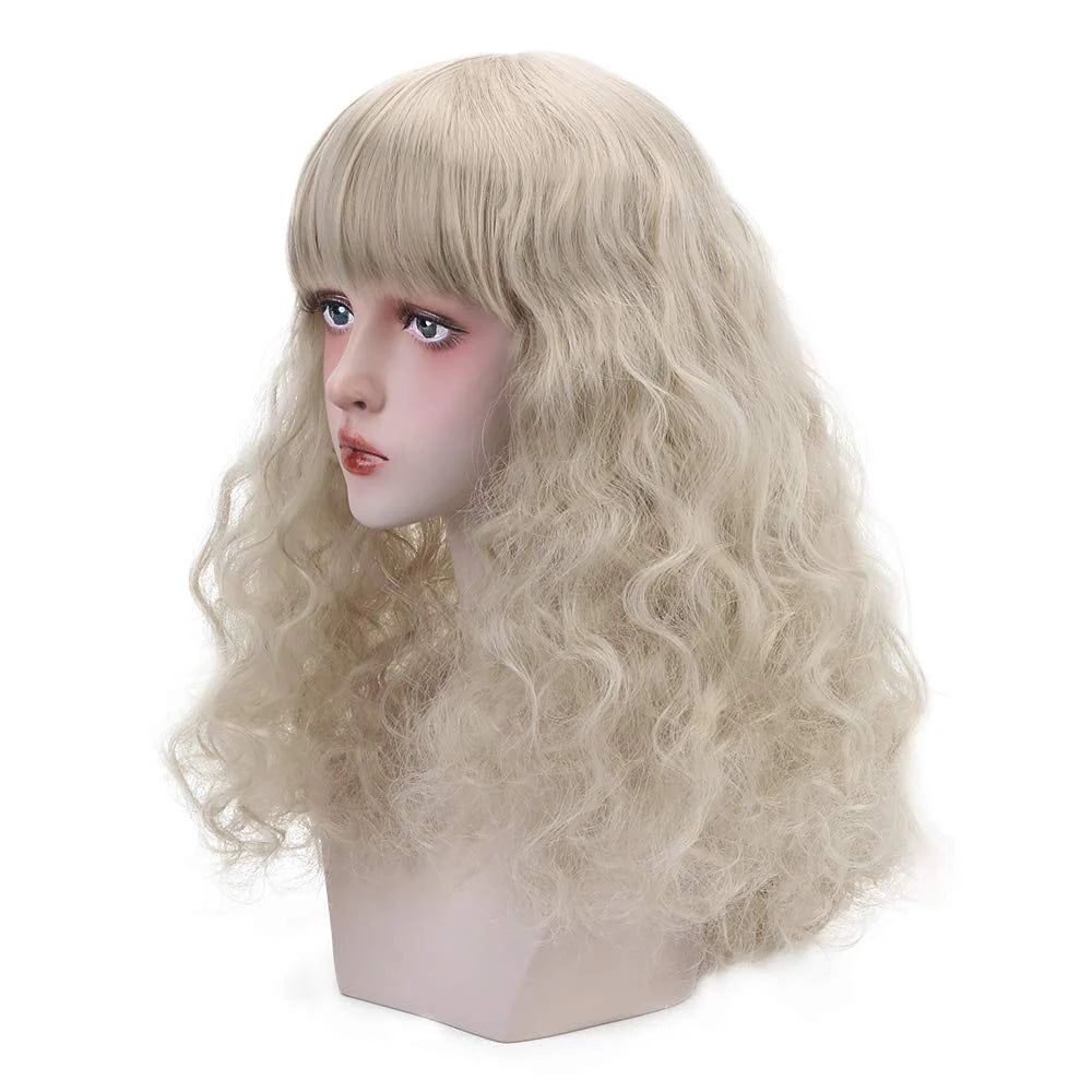 Long curly blonde wig female synthetic wig