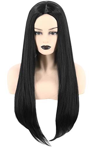 Female wig Black long straight 28 -inch wig Synthetic hair fashion