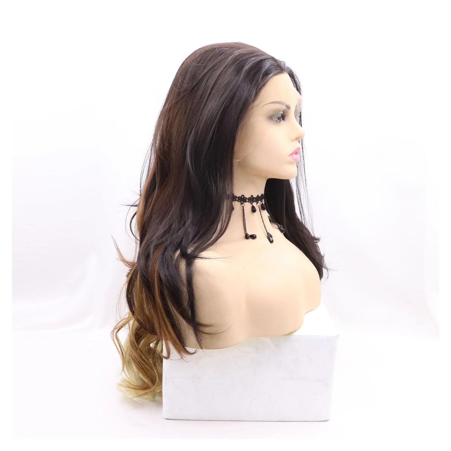 High-quality long curly brown women's chemical fiber hair