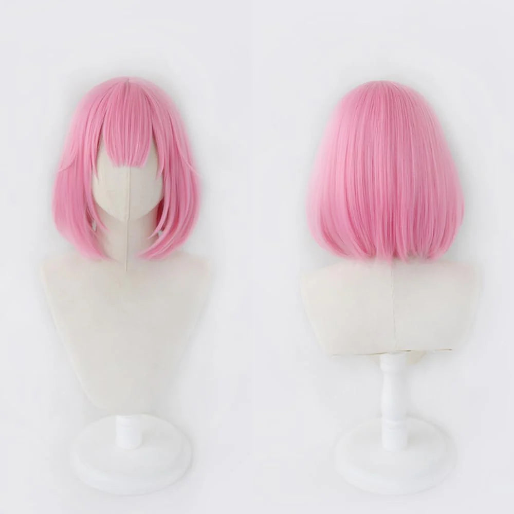 Pink short straight wig female bob synthetic wig