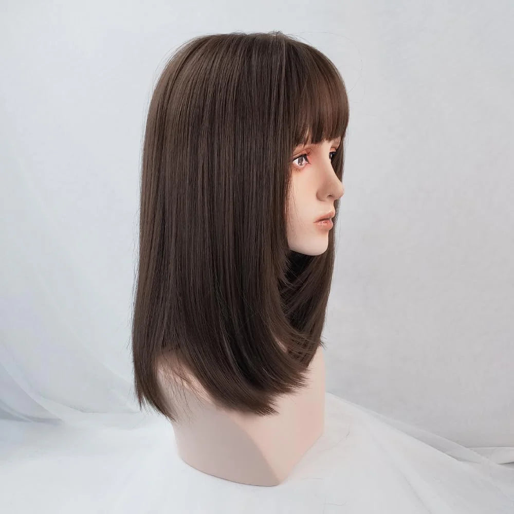 Short bob wig straight synthetic wig girl daily use wig