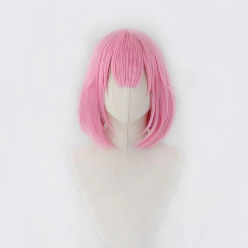 Pink short straight wig female bob synthetic wig