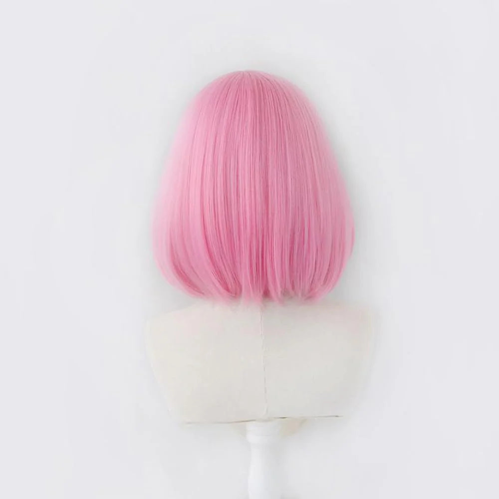 Pink short straight wig female bob synthetic wig
