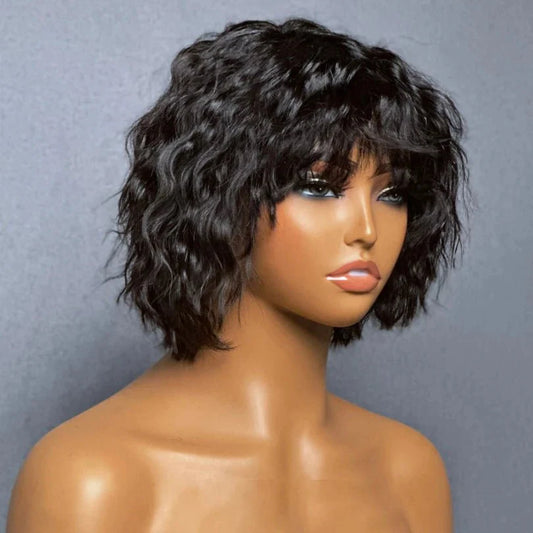 Short Cut Wave Wig – Stylish Look with Trendy Bangs